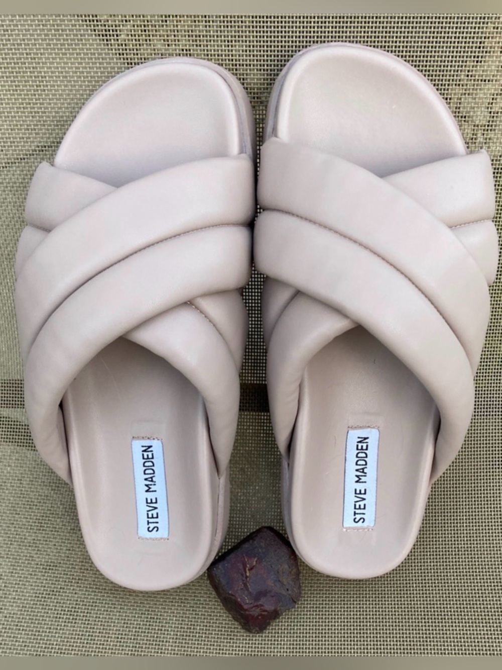 Steve Madden Padded Slide Sandals in Light Beige